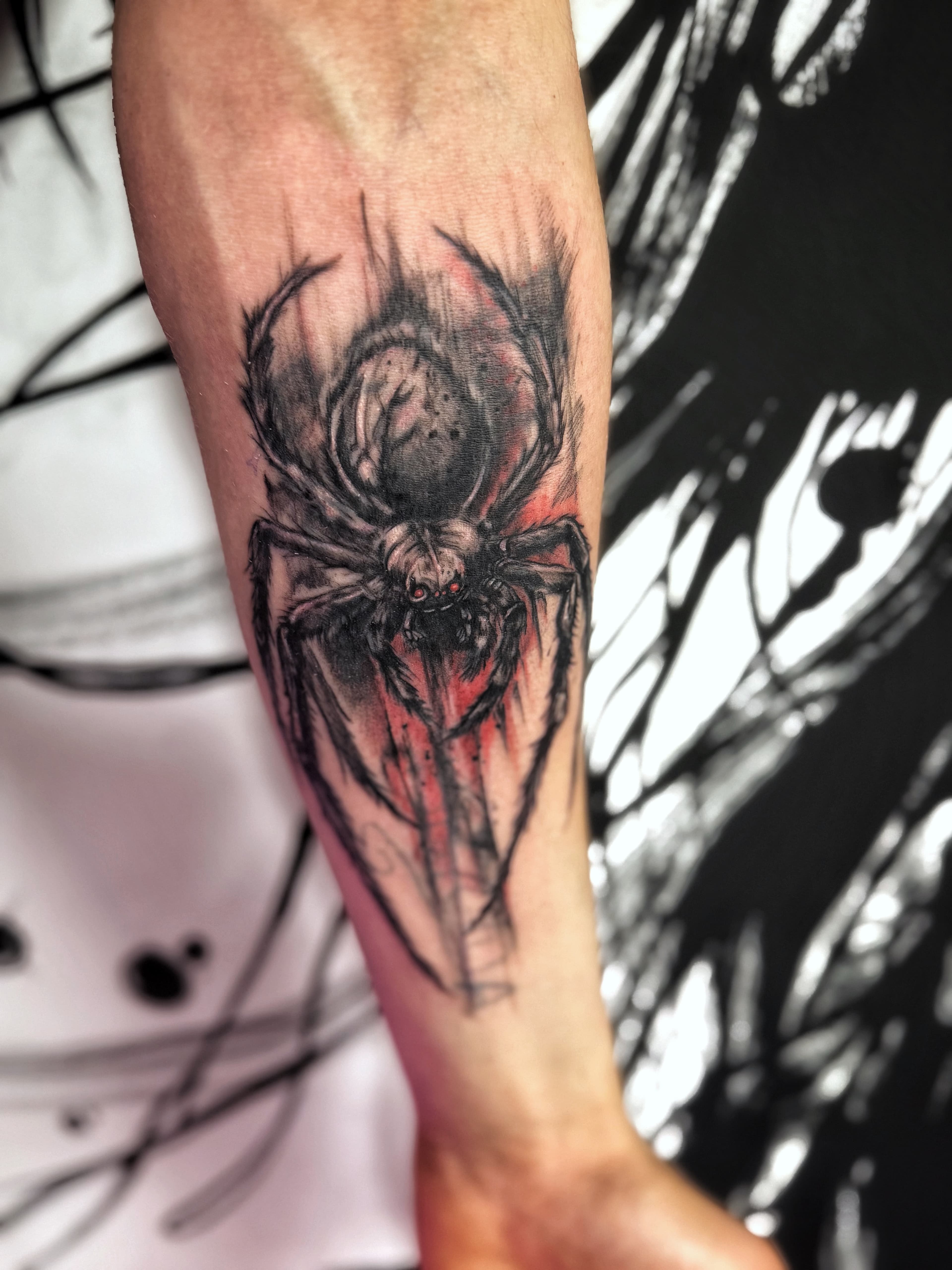 Fine line black tattoo artwork by Mariana at Black Stroke