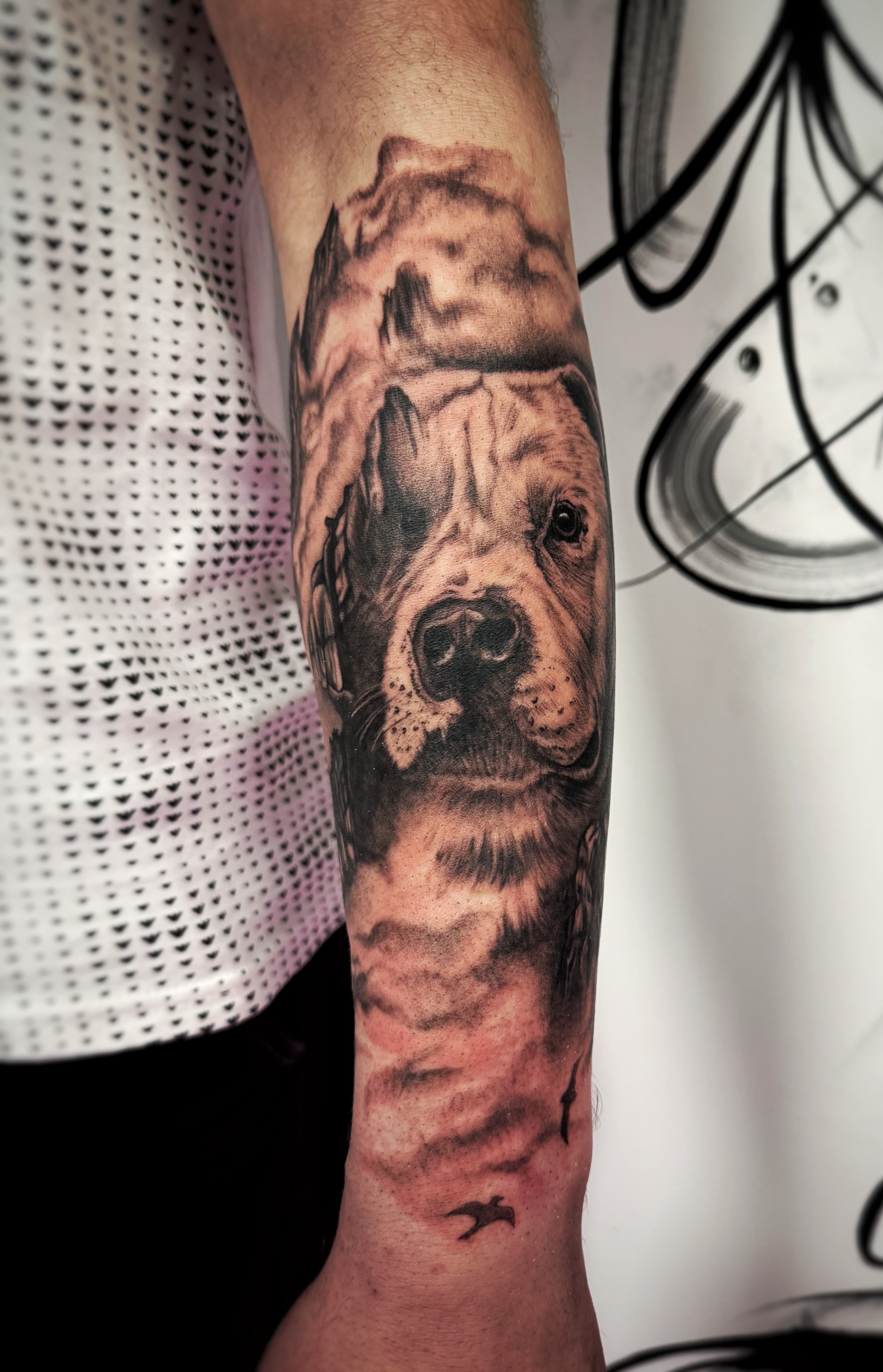 Abstract black ink tattoo design by Mariana