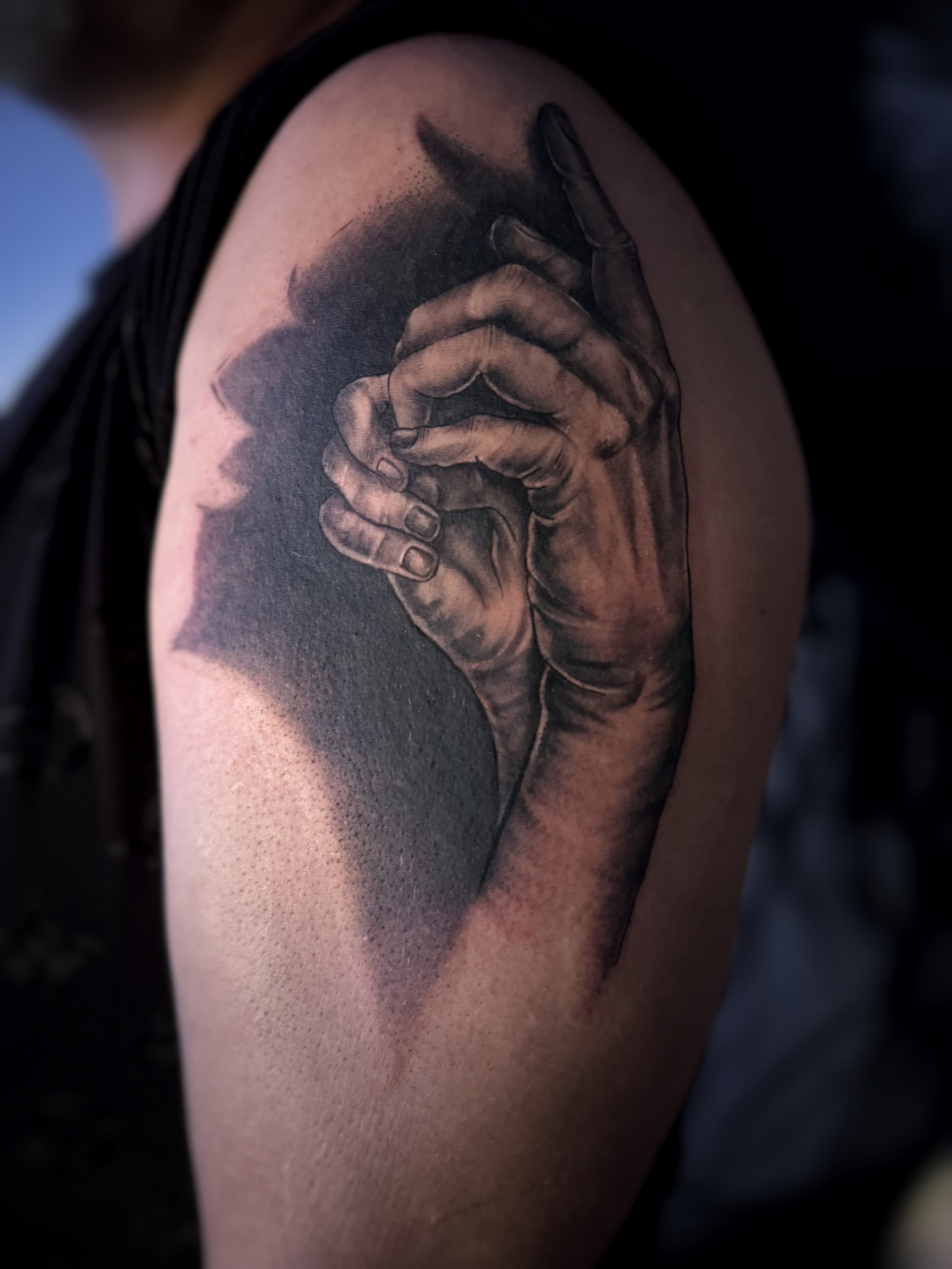 Fine detail black tattoo by Mariana at Black Stroke